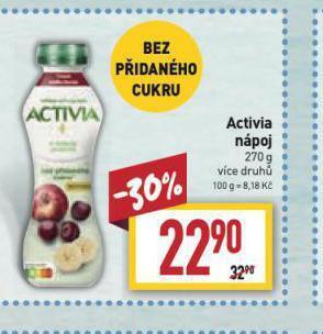 Billa Activia nápoj nabídka