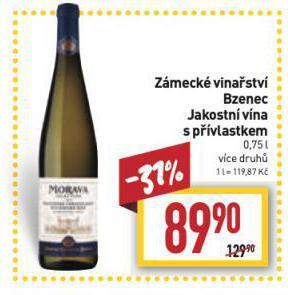 Billa Zámecké vinařství bzenec nabídka