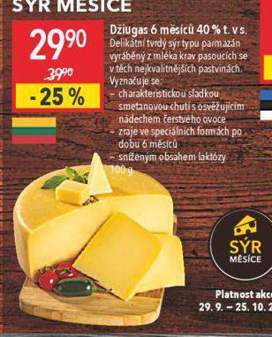 Globus Džiugas sýr nabídka