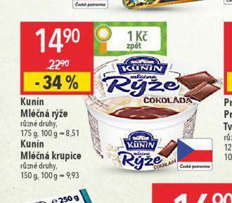 Globus Kunín mléčná rýže nabídka