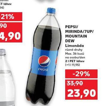 Kaufland Pepsi, mirinda, 7up, mountain dew nabídka