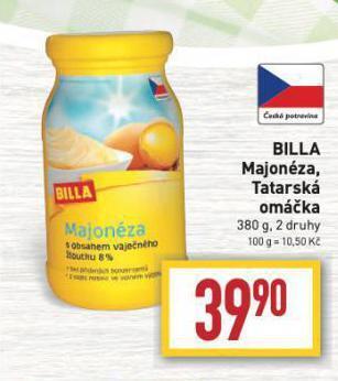 Billa Tatarská omáčka nabídka