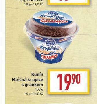 Billa Kunín mléčná krupice s grankem nabídka