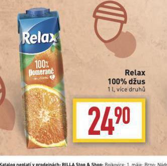 Billa Relax 100% džus nabídka