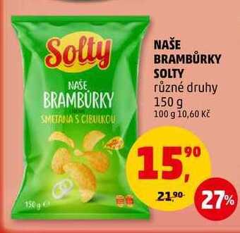 Penny Market Naše brambůrky solty, 150 g nabídka