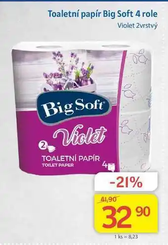 Kubík potraviny Big soft violet toaletní papír 2vrstvý 4 role nabídka