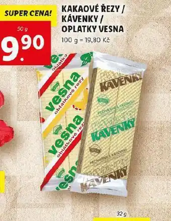 Lidl Kakaové řezy / kávenky / oplatky vesna nabídka