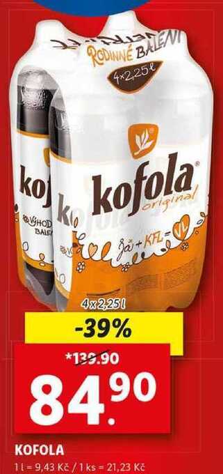 Lidl Kofola, 4x 2,25 l nabídka