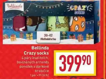 Billa Bellinda crazy socks 4 páry kvalitních, bavlněných a trendy ponožek v dárkové krabičce nabídka