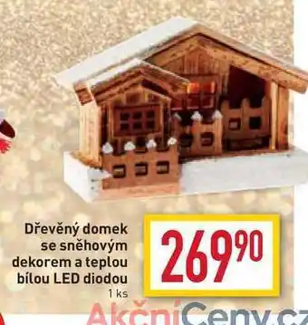 Billa Dřevěný domek se sněhovým dekorem a teplou bílou led diodou 1 ks nabídka