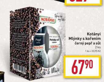 Billa Kotányi mlýnky s kořením černý pepř a sůl nabídka