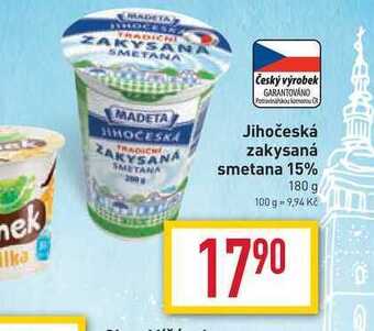 Billa Jihočeská zakysaná smetana 15% 180 g nabídka