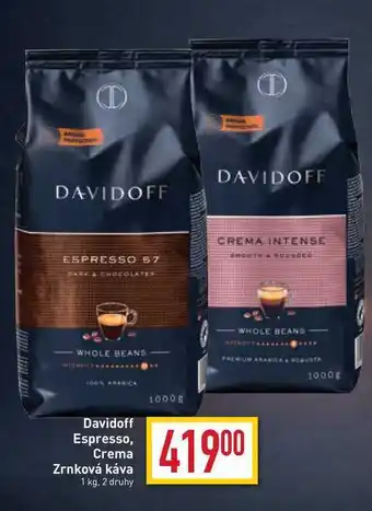 Billa Davidoff espresso, crema zrnková káva 1 kg nabídka