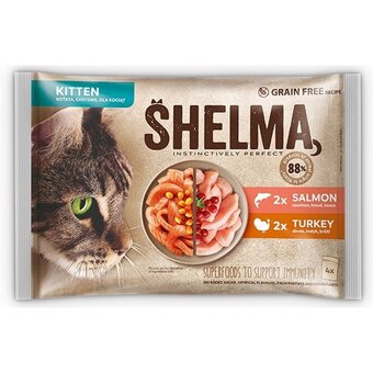 Rohlik.cz Shelma bezobilné dušené filetky pro koťata losos a krůta 4×85 g nabídka