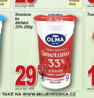 Lidl Olma smetana ke šlehání 33% nabídka
