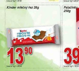 Lidl Kinder mléčný řez nabídka
