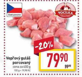 Billa Vepřový guláš porcovaný cena za 400 g nabídka