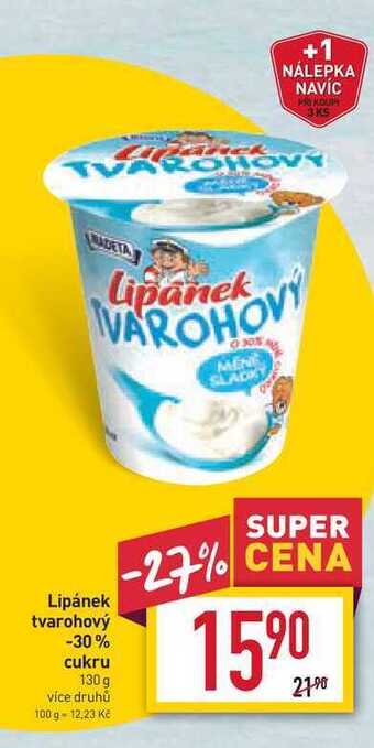 Billa Lipánek tvarohový -30% cukru 130 g nabídka
