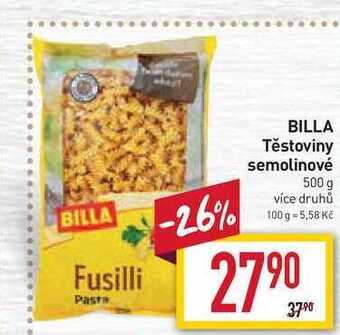 Billa Billa těstoviny semolinové 500 g nabídka
