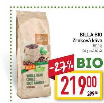 Billa Billa bio zrnková káva 500 g nabídka