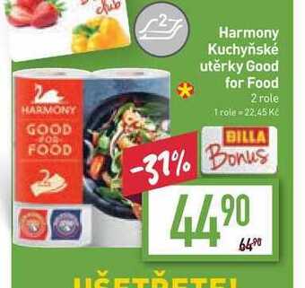 Billa Harmony kuchyňské utěrky good for food 2 role nabídka