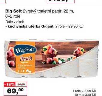 Ráj drogerie Big soft 2vrstvý toaletní papír, 22 m, 8+2 role nabídka