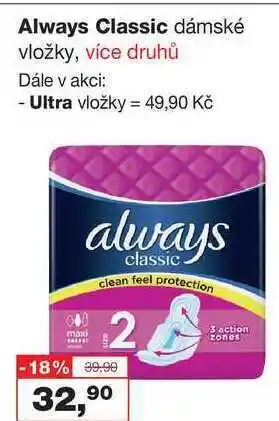 Ráj drogerie Always classic dámské vložky nabídka