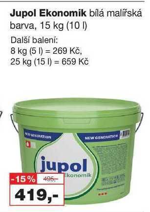 Barvy a laky drogerie Jupol ekonomik bílá malířská barva, 15 kg nabídka