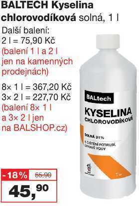 Barvy a laky drogerie Baltech kyselina chlorovodíková solná, 1 l nabídka