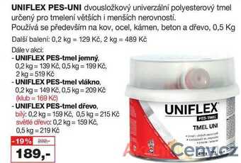 Barvy a laky drogerie Uniflex pes-uni dvousložkový univerzální polyesterový tmel určený pro tmelení větších i menších nerovností. používá se předev nabídka