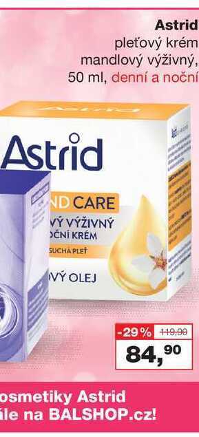 Barvy a laky drogerie Astrid pleťový krém mandlový výživný, 50 ml nabídka