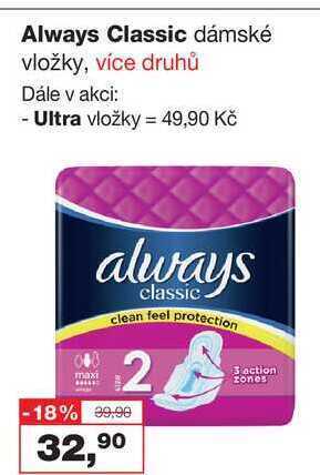 Barvy a laky drogerie Always classic dámské vložky nabídka