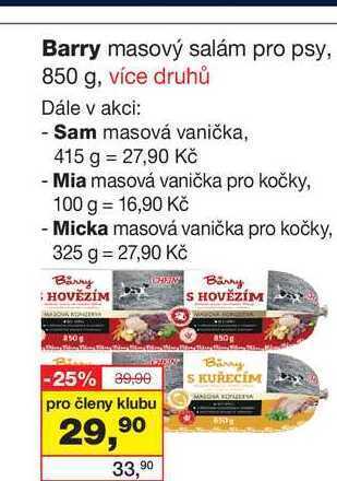 Barvy a laky drogerie Barry masový salám pro psy, 850 g nabídka