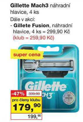 Barvy a laky drogerie Gillette mach3 náhradní hlavice, 4 ks nabídka