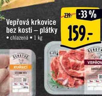 Albert Vepřová krkovice bez kosti - plátky 1 kg nabídka