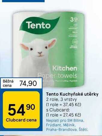 Tesco Tento kuchyňské utěrky 2 role. 3 vrstvy nabídka