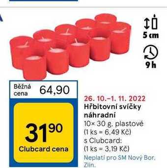 Tesco Hřbitovní svíčky náhradní 10x 30 g nabídka