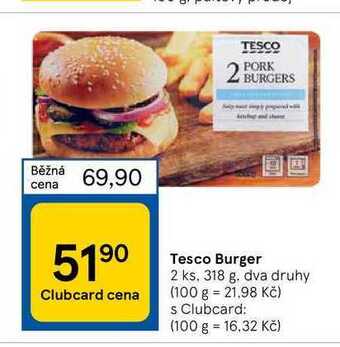 Tesco Tesco burger 2 ks, 318 g nabídka