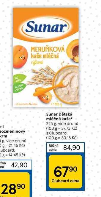 Tesco Sunar dětská mléčná kaše* 225 g nabídka