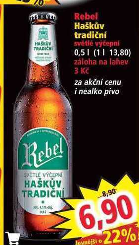Norma Rebel haškův tradiční světlé výčepní 0,5 l nabídka