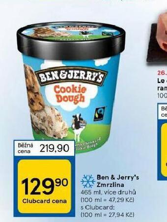 Tesco Zmrzlina ben & jerry´s nabídka