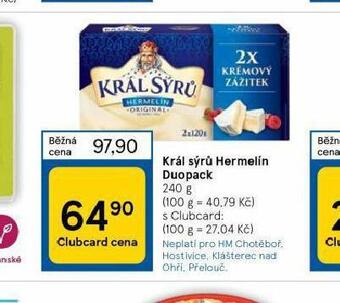 Tesco Král sýrů hermelín duopack nabídka