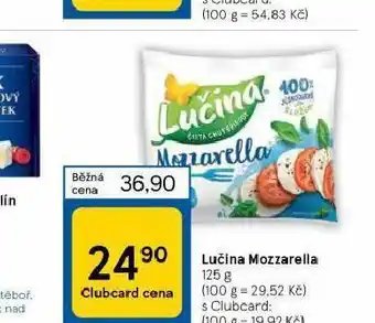 Tesco Lučina mozzarella nabídka