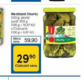 Tesco Machland okurky nabídka