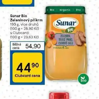 Tesco Sunar bio zeleninový přkrm nabídka