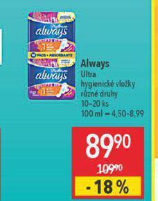 Globus Always dámské vložky nabídka