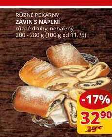 Flop Závin s náplní různé druhy, nebalený 200-280 g nabídka