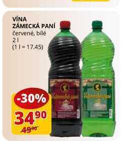 Vína zámecká paní červené, bílé 2l