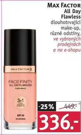 Rossmann Max factor all day flawless dlouhotrvající make-up nabídka