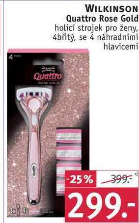 Rossmann Wilkinson quattro rose gold holicí strojek pro ženy, 4břitý, se 4 náhradními hlavicemi nabídka